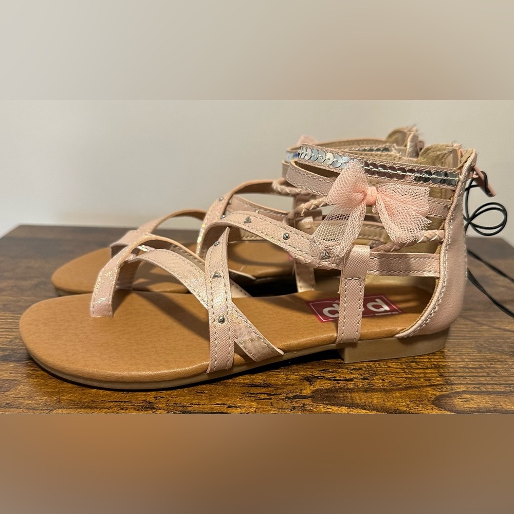 Pop Little Girls Begonia Pink Ankle Strap Flat Sandals NWT Size Little Girls 3
